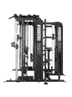 Máquina Multifunción G20 All-In-One Trainer - Multipower Máquina Smith, Rack, Doble Polea, Prensa Vertical y Estación de Jalón Dorsal y Remo